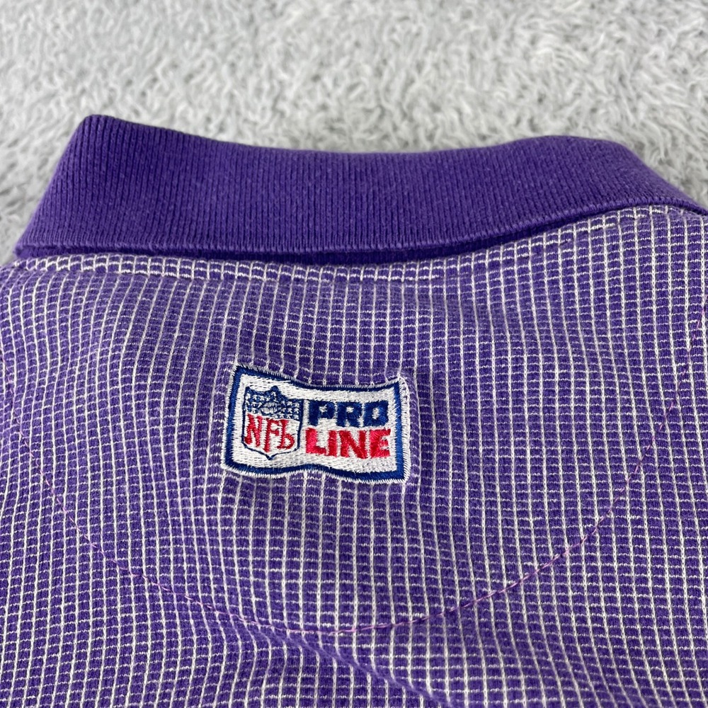 Pro Line NFL Minnesota Vikings Purple Striped Polo Shirt Logo Athletic Mens L - Picture 11 of 12